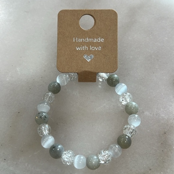 Light worker Handmade Crystal Labradorite Quartz Selenite Stretch Bracelet - Picture 2 of 5